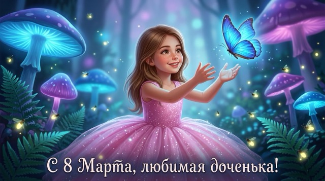 Сказочный лес. Открытка на 8 марта для дочери
