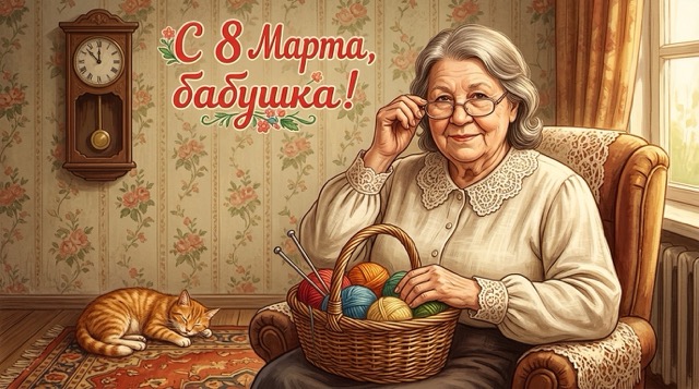 Открытка для бабушки 8 марта