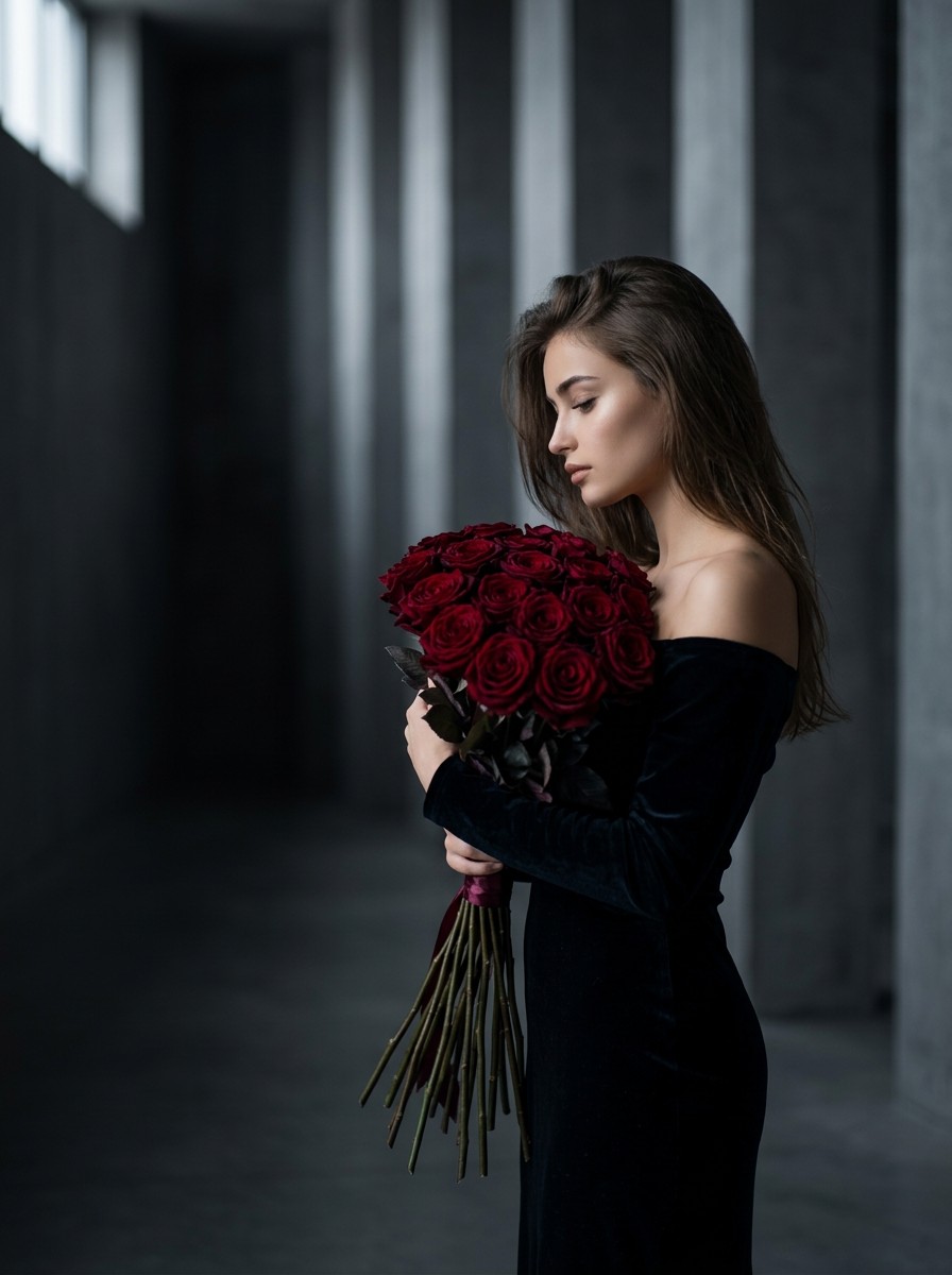 Cinematic Velvet Rose Portrait preview 2