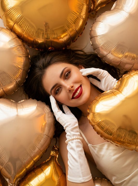 Золотые сердца сверху