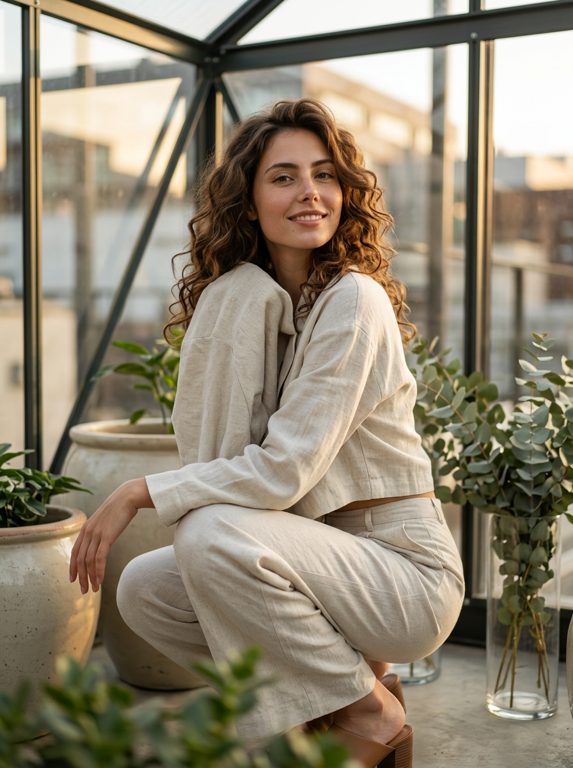 Greenhouse Golden-Hour Portrait