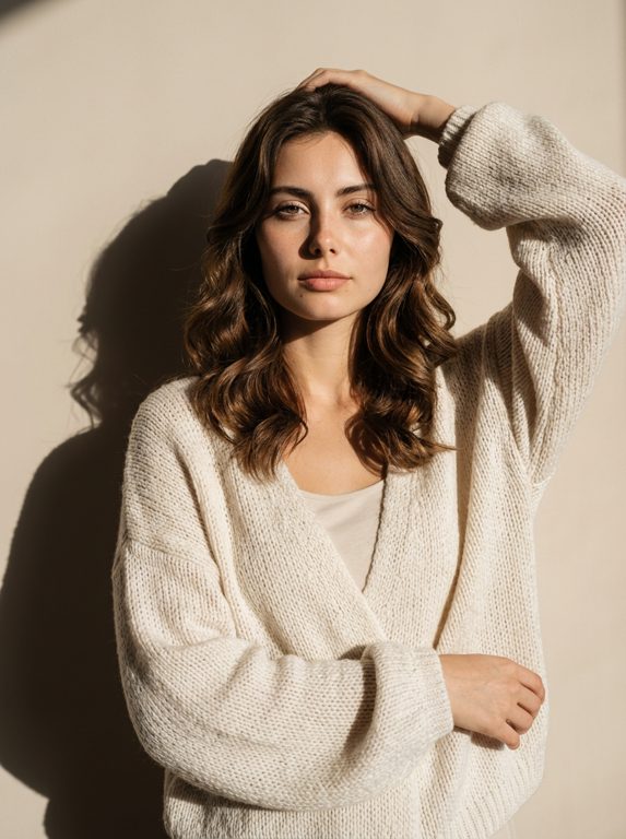 Retrato de estúdio bege em luz dura