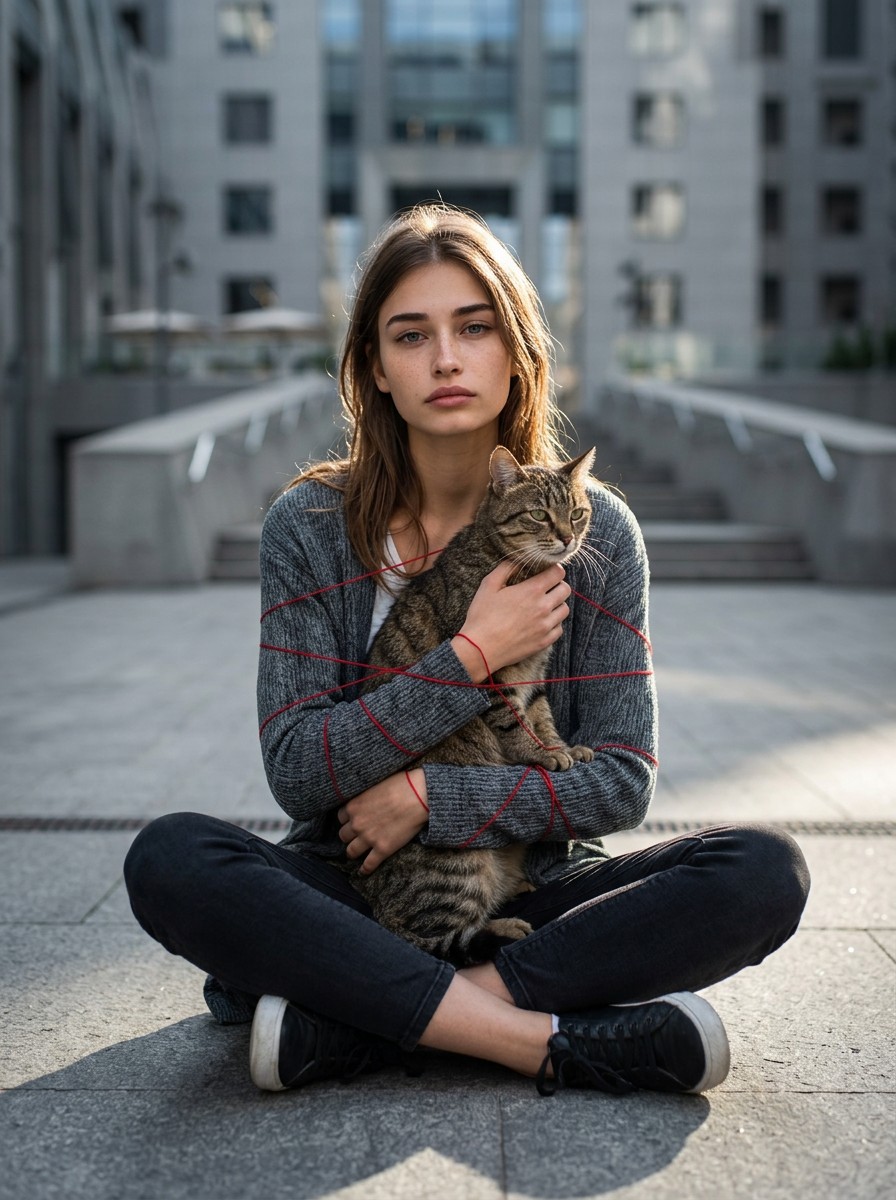 Melancholic Cat Portrait preview 2