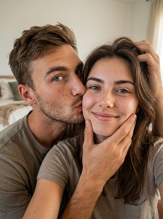 Selfie íntimo de casal